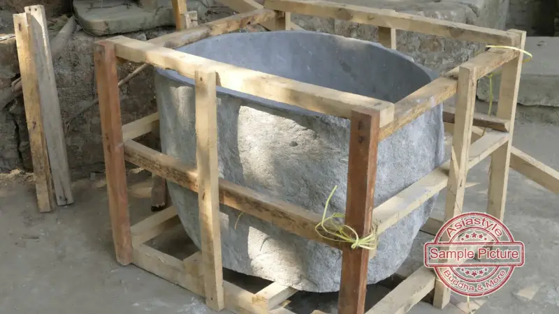 Product image of the product “Basin from Riverstone, Natural surface, polished inside. Dia approx 81-85. Height 51-55 ”